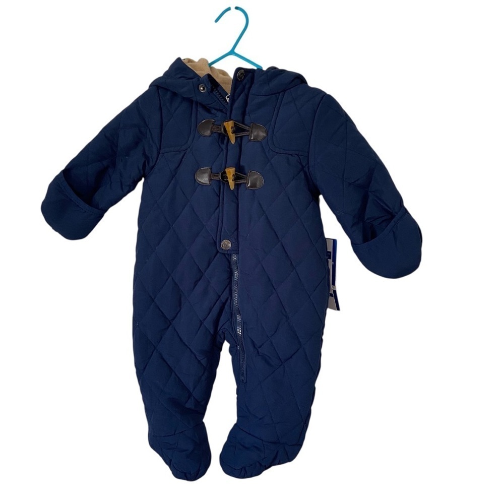 Perry Ellis NWT Infant Baby Boy Toggle Button Navy Blue One Piece Snowsuit 3-6